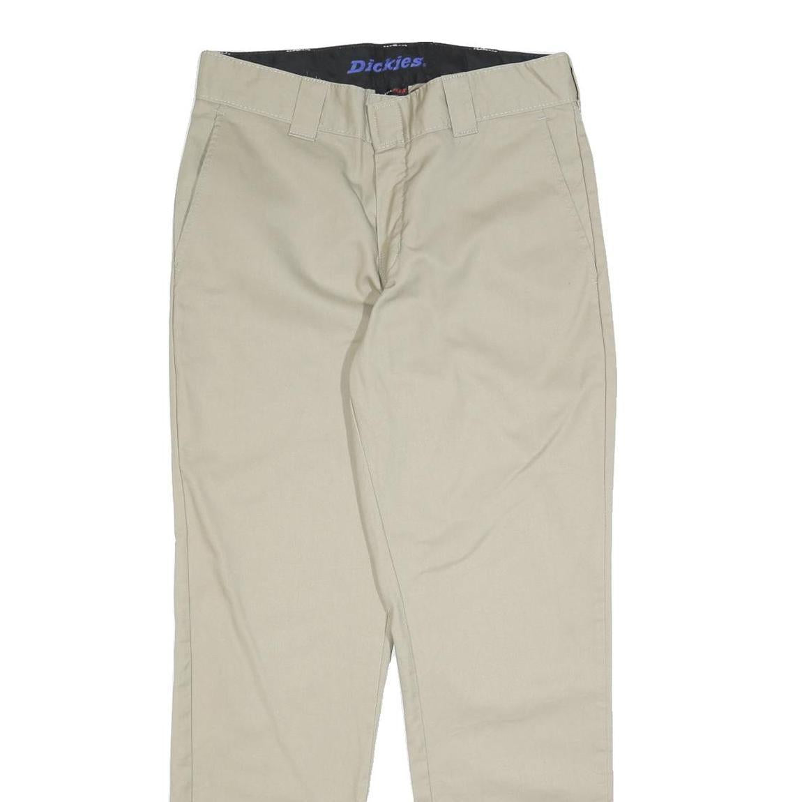 DICKIES Mens Slim Beige Cotton Blend Slim Straight Trousers W32 L29 Workwear