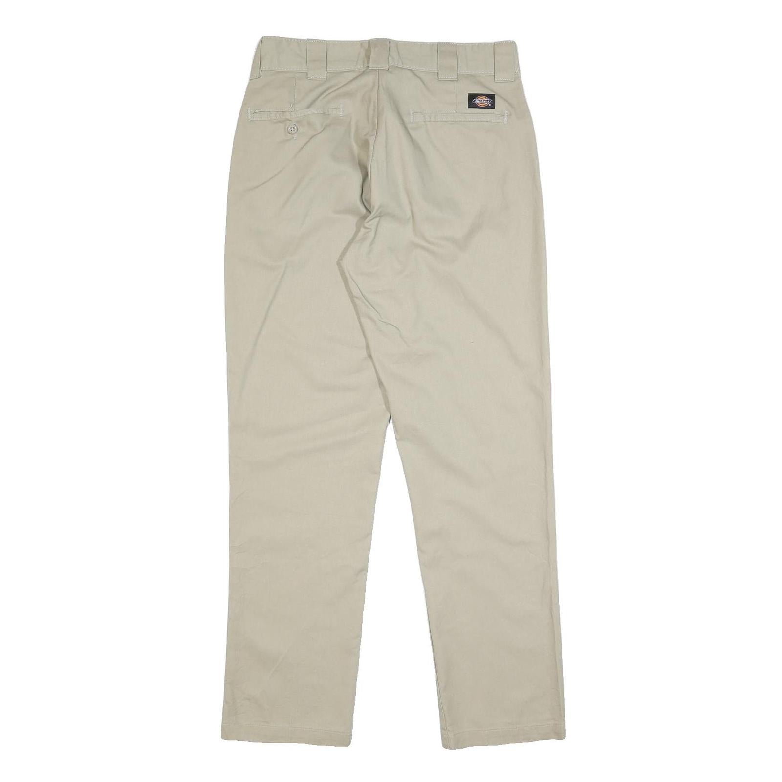 DICKIES Mens Slim Beige Cotton Blend Slim Straight Trousers W32 L29 Workwear
