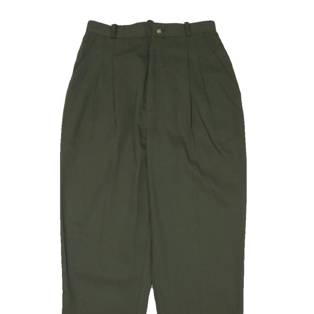 KATHIE LEE Womens Cotton Blend Green Relaxed Trousers W25 L27 Casual Comfort Zip