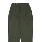 KATHIE LEE Womens Cotton Blend Green Relaxed Trousers W25 L27 Casual Comfort Zip
