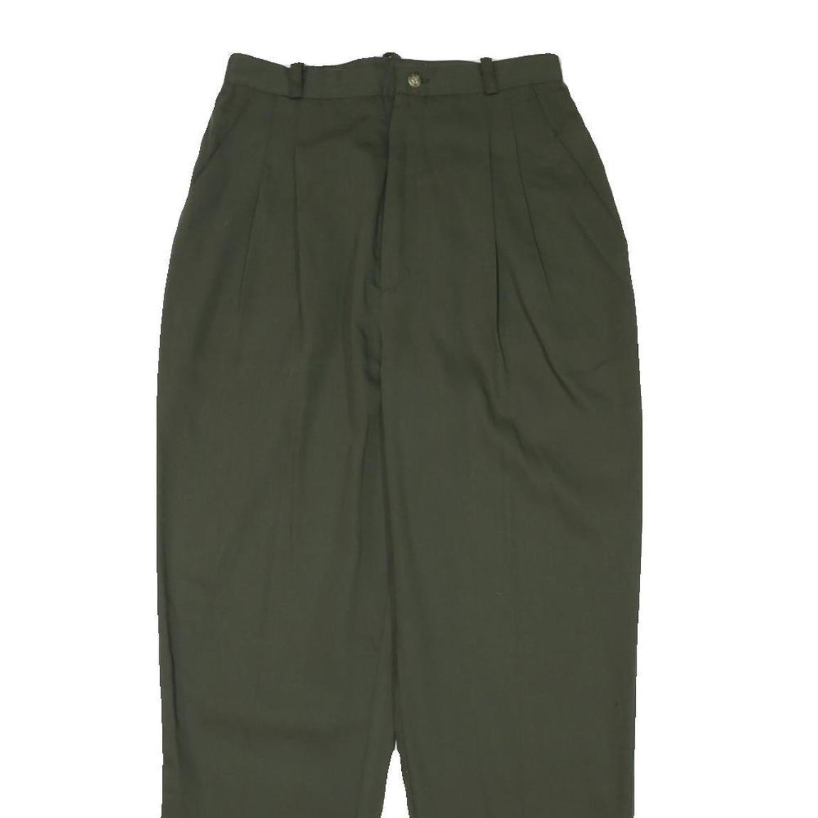 KATHIE LEE Womens Cotton Blend Green Relaxed Trousers W25 L27 Casual Comfort Zip