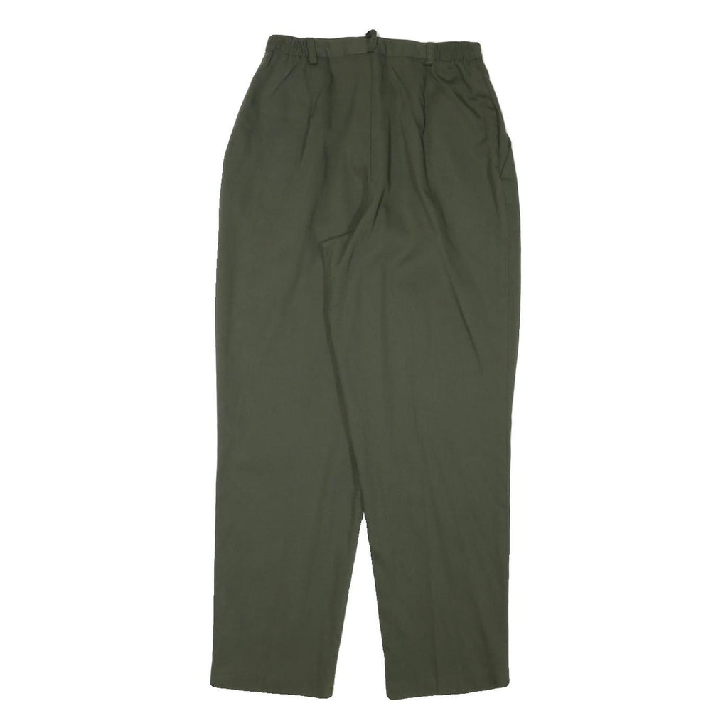 KATHIE LEE Womens Cotton Blend Green Relaxed Trousers W25 L27 Casual Comfort Zip