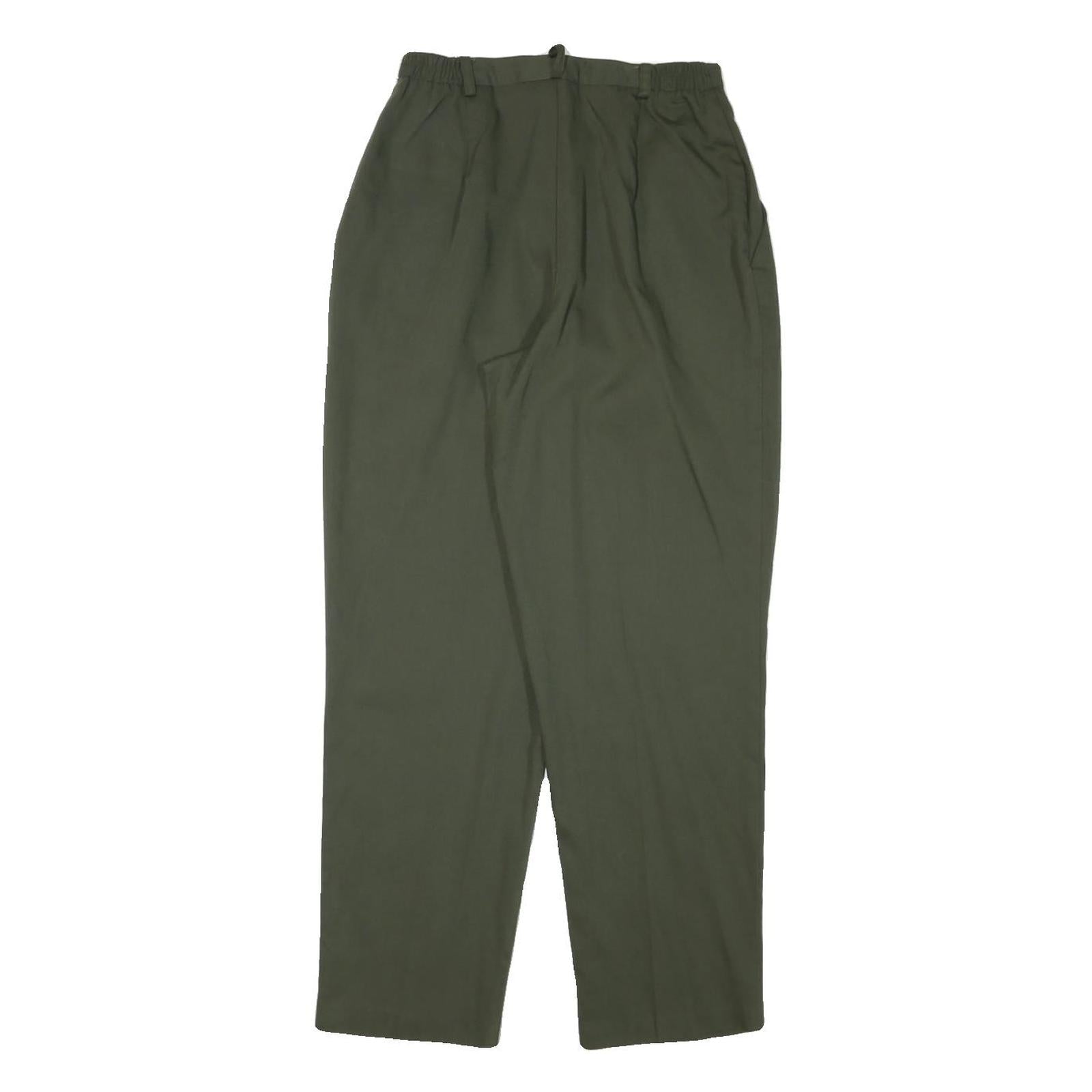 KATHIE LEE Womens Cotton Blend Green Relaxed Trousers W25 L27 Casual Comfort Zip