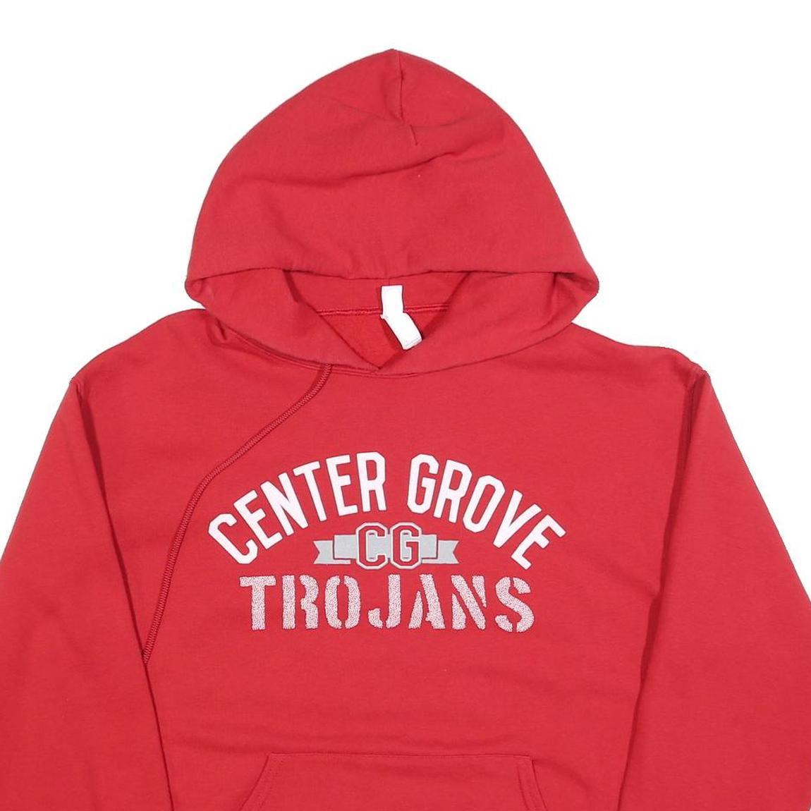 JERZEES Mens Red Center Grove CG Trojans Pullover Hoodie M Casual Comfort