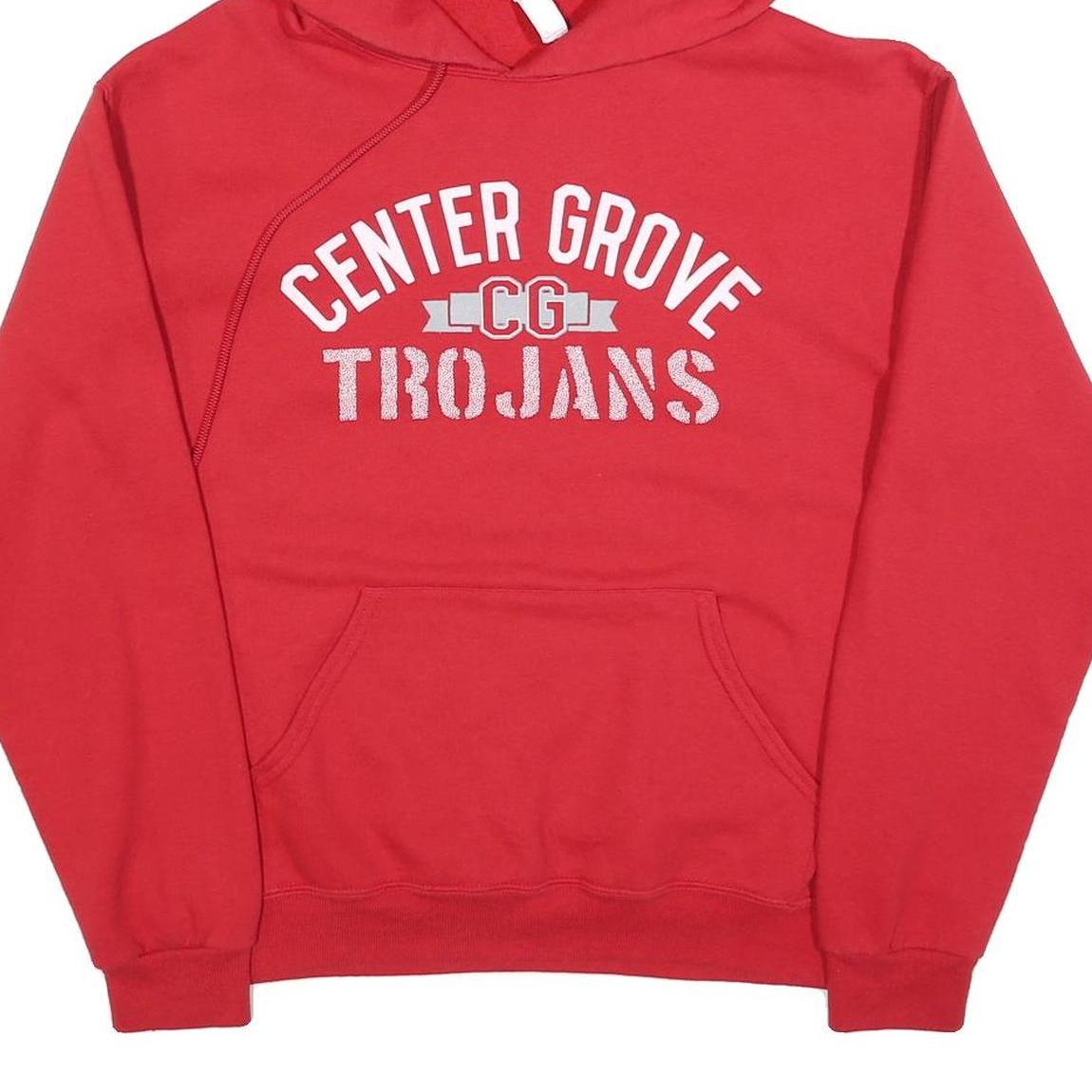 JERZEES Mens Red Center Grove CG Trojans Pullover Hoodie M Casual Comfort