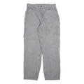 CARHARTT Mens Relaxed Grey Cotton Blend Zip Trousers W32 L32 Workwear Casual