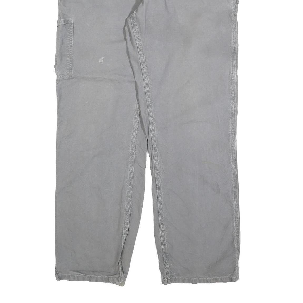 CARHARTT Mens Relaxed Grey Cotton Blend Zip Trousers W32 L32 Workwear Casual