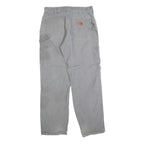 CARHARTT Mens Relaxed Grey Cotton Blend Zip Trousers W32 L32 Workwear Casual