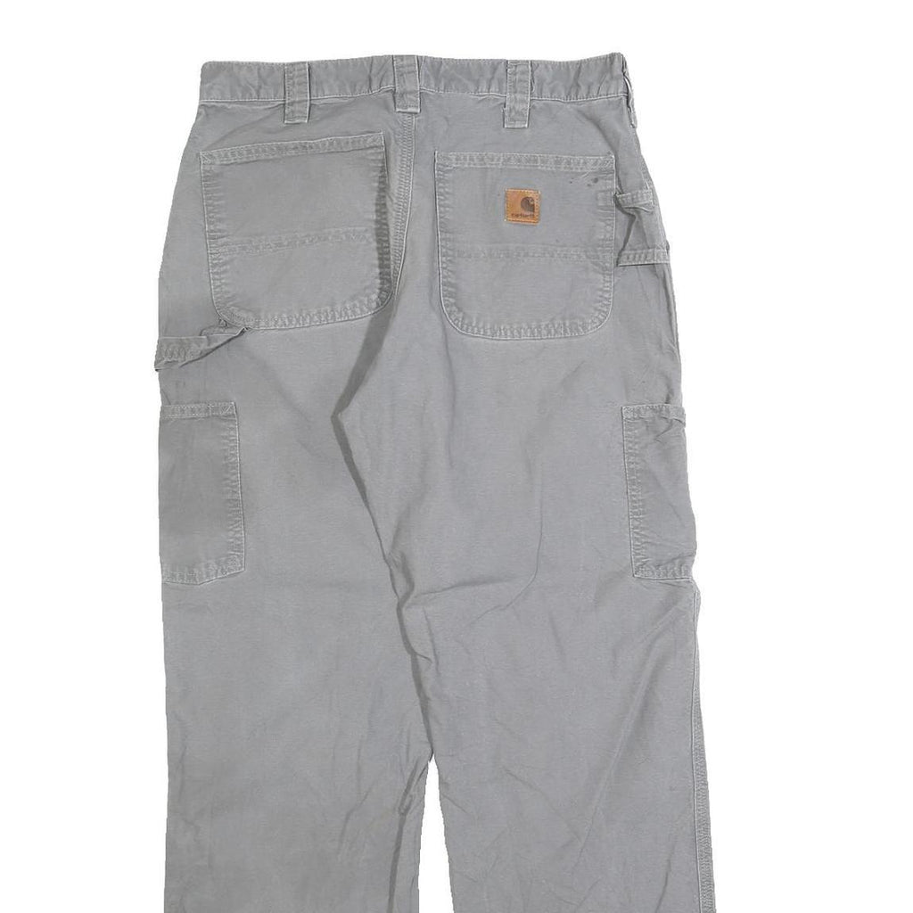 CARHARTT Mens Relaxed Grey Cotton Blend Zip Trousers W32 L32 Workwear Casual