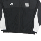 NIKE Mens Black & White Force Track Jacket L Polyester Zip Casual Sportswear