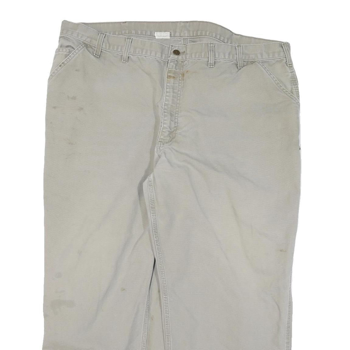 CARHARTT Mens Cotton Blend Beige Relaxed Straight Trousers W44 L28 Workwear