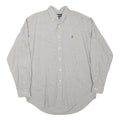 RALPH LAUREN Mens Grey & White Checked Cotton Blend Shirt L Classic Button Down