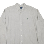 RALPH LAUREN Mens Grey & White Checked Cotton Blend Shirt L Classic Button Down