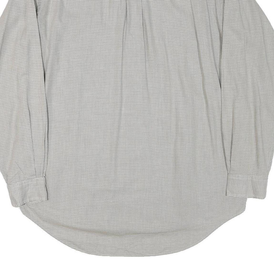 RALPH LAUREN Mens Grey & White Checked Cotton Blend Shirt L Classic Button Down