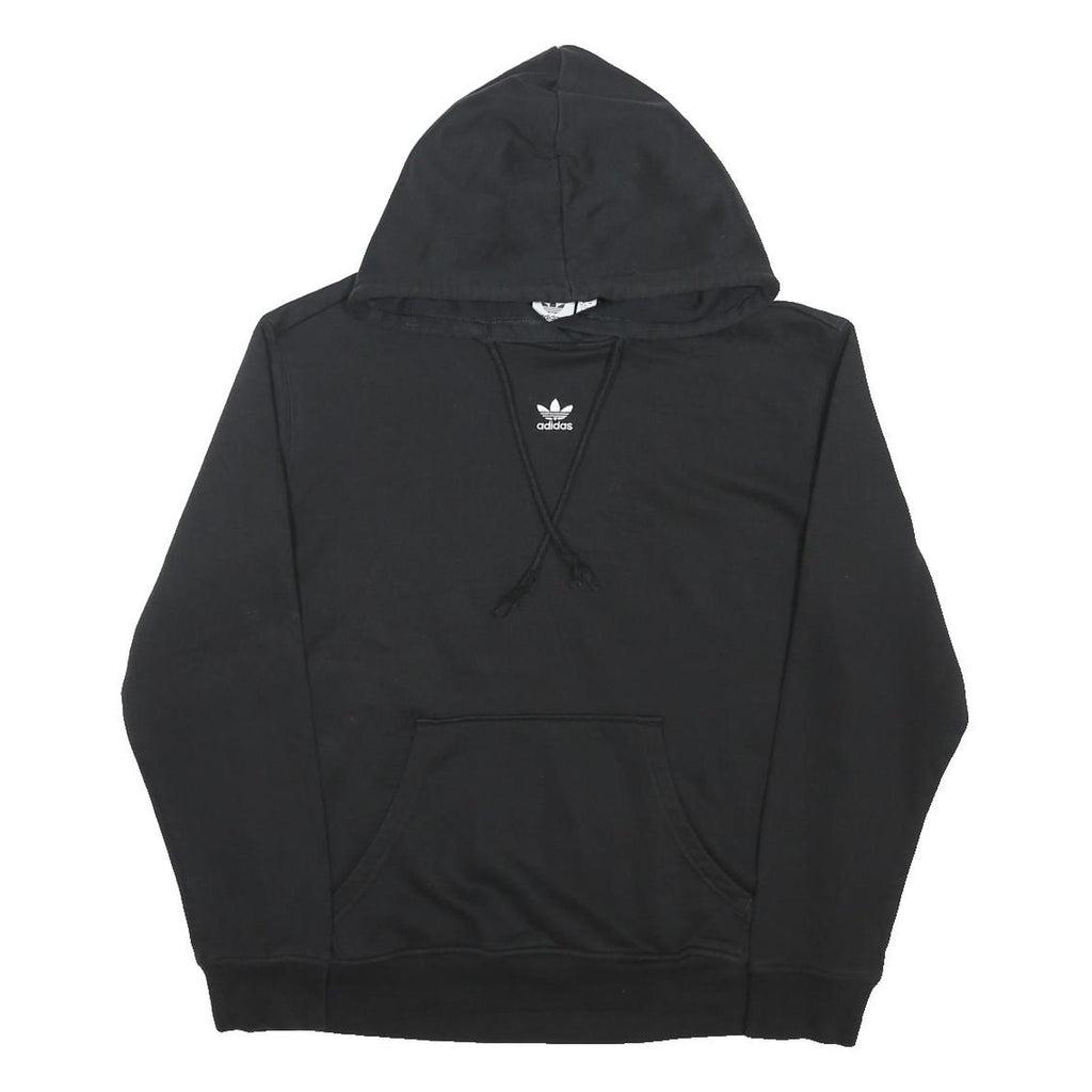 ADIDAS ORIGINALS Womens Black Pullover Hoodie UK 12 Cotton Blend Drawstring