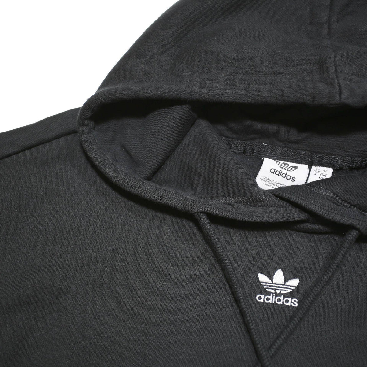 ADIDAS ORIGINALS Womens Black Pullover Hoodie UK 12 Cotton Blend Drawstring