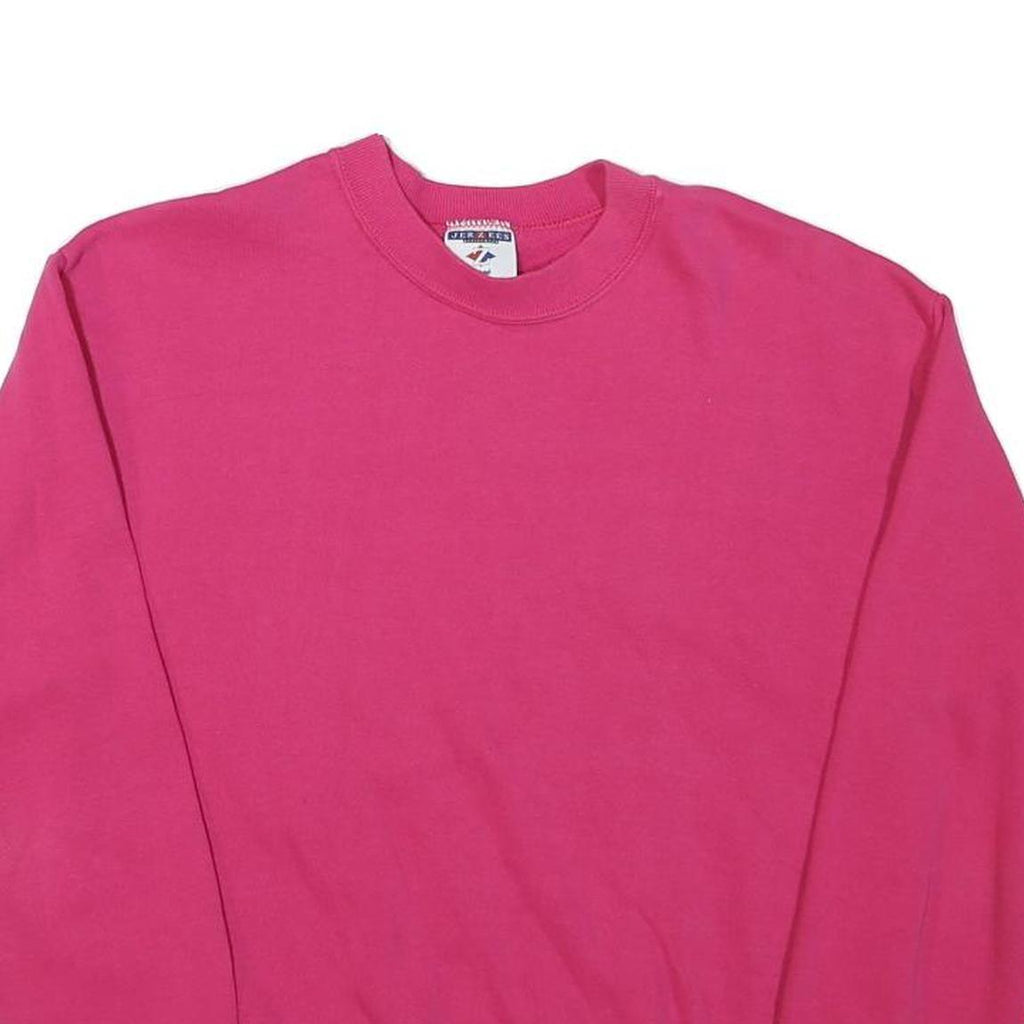 JERZEES Womens Pink Crew Neck Sweatshirt M Plain Cotton Blend Pullover