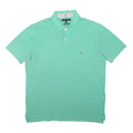 TOMMY HILFIGER Mens Green Polo Shirt XL Cotton Blend Short Sleeve Basic Classic