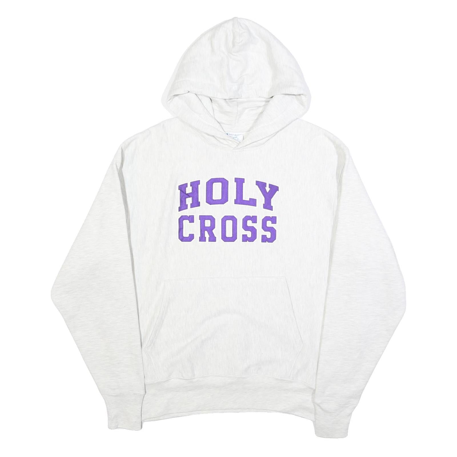 CHAMPION REVERSE WEAVE Mens White Holy Cross Pullover Hoodie L Cotton Blend