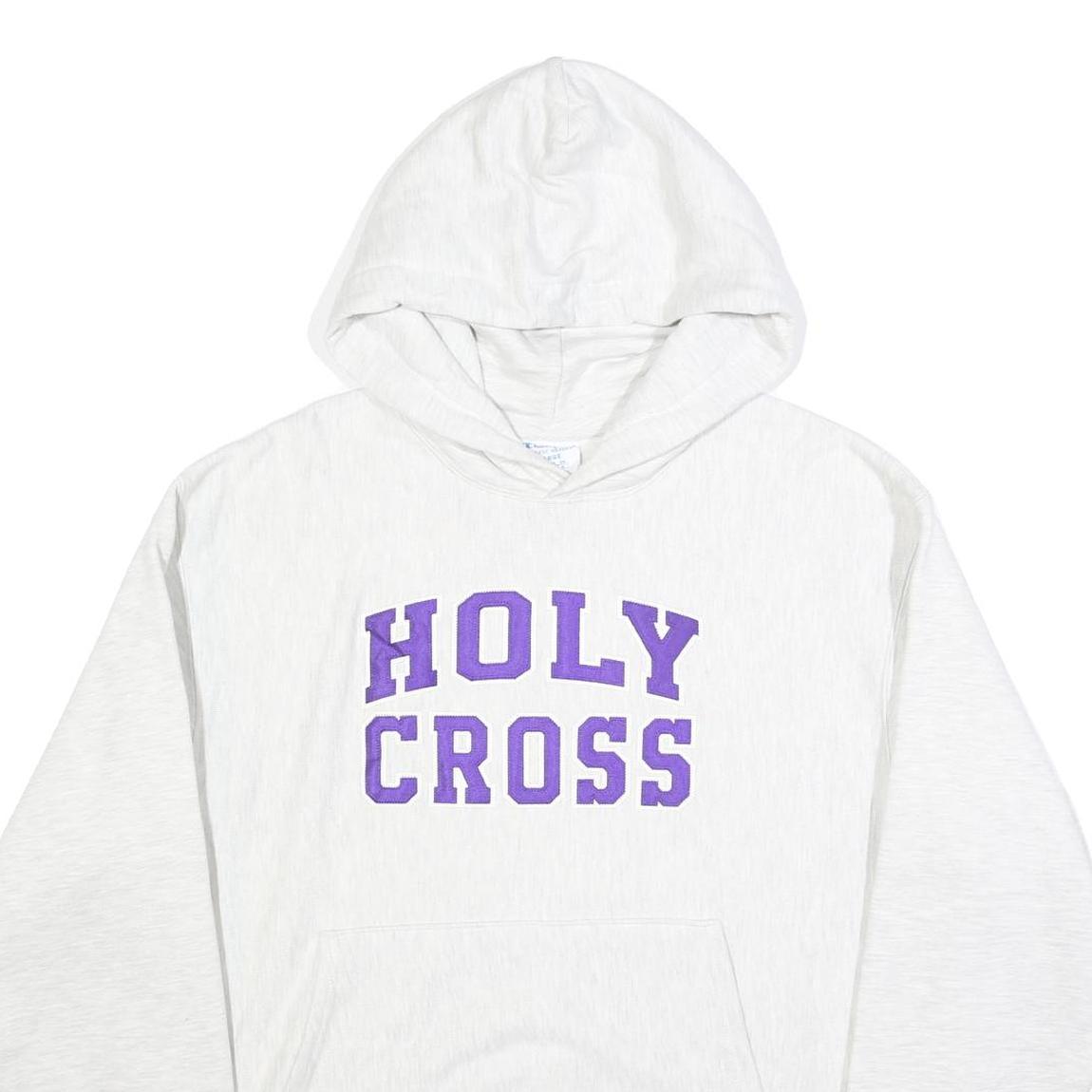 CHAMPION REVERSE WEAVE Mens White Holy Cross Pullover Hoodie L Cotton Blend