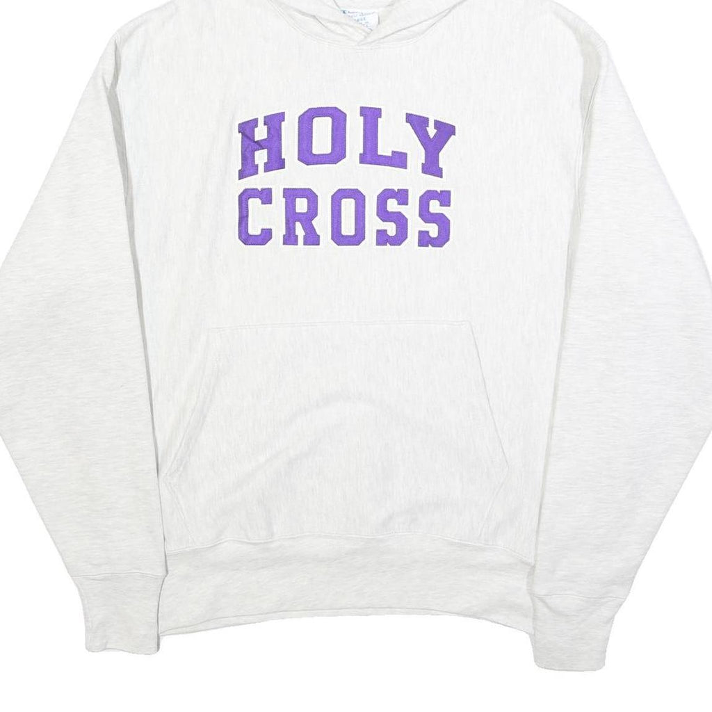 CHAMPION REVERSE WEAVE Mens White Holy Cross Pullover Hoodie L Cotton Blend