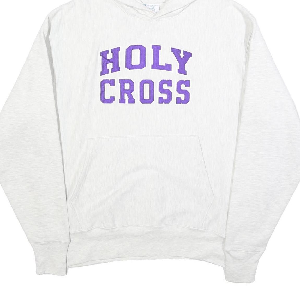CHAMPION REVERSE WEAVE Mens White Holy Cross Pullover Hoodie L Cotton Blend
