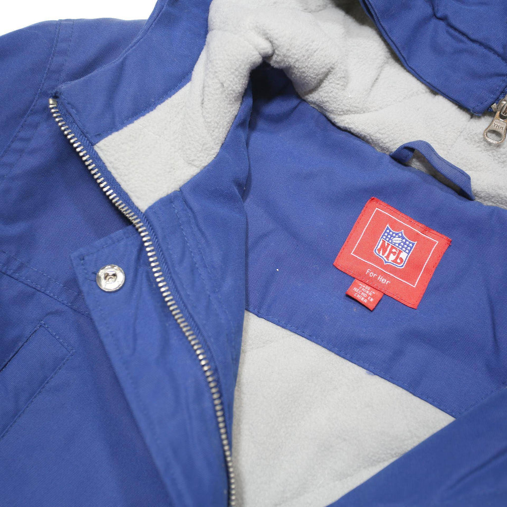 NFL Womens Blue Cotton Blend Zip Jacket M Hooded Casual Pockets NFL Logo