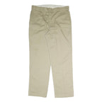 DICKIES Mens Cotton Blend Beige Regular Fit Straight Leg Trousers W37 L33