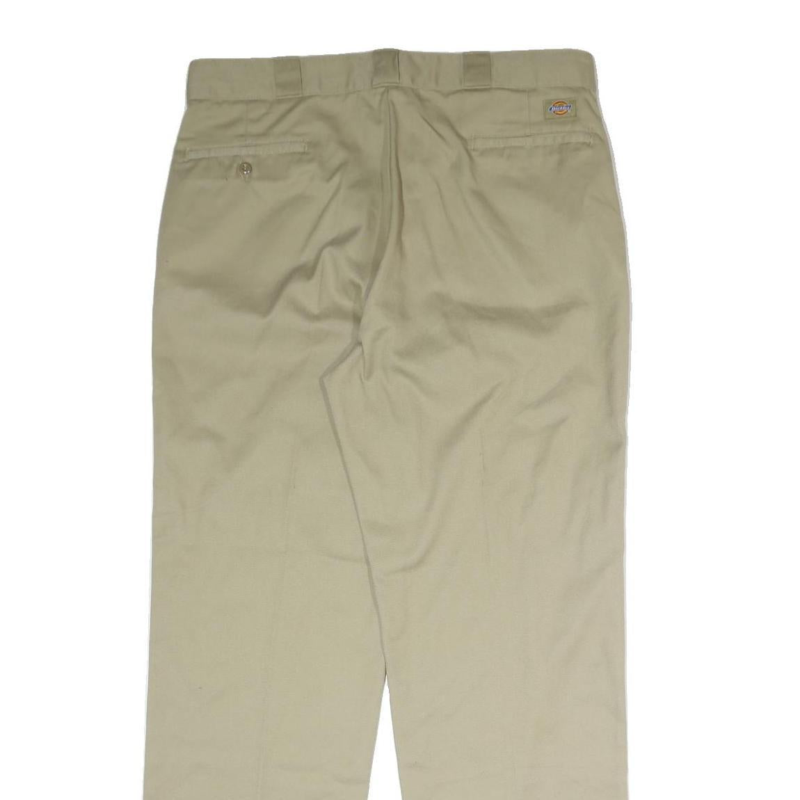DICKIES Mens Cotton Blend Beige Regular Fit Straight Leg Trousers W37 L33