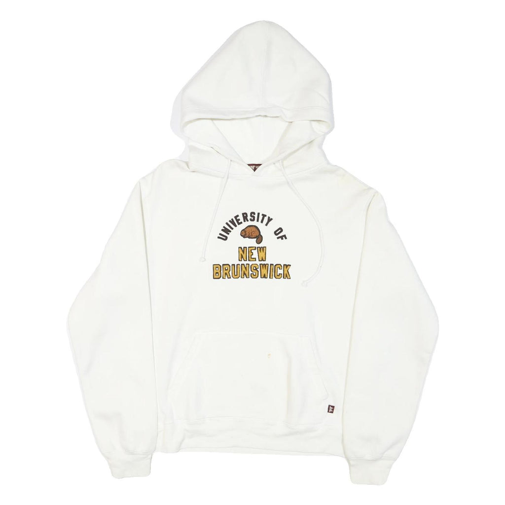 WESTHALL Mens White University Of New Brunswick Pullover Hoodie L Cotton Blend