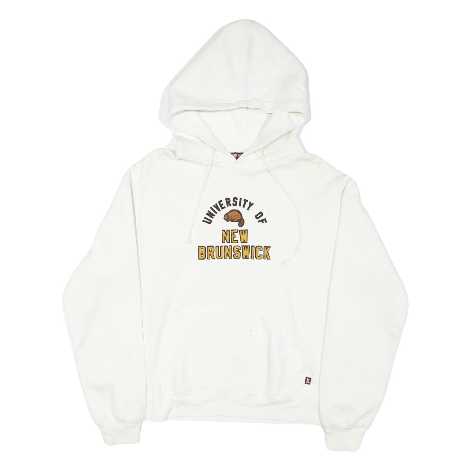 WESTHALL Mens White University Of New Brunswick Pullover Hoodie L Cotton Blend
