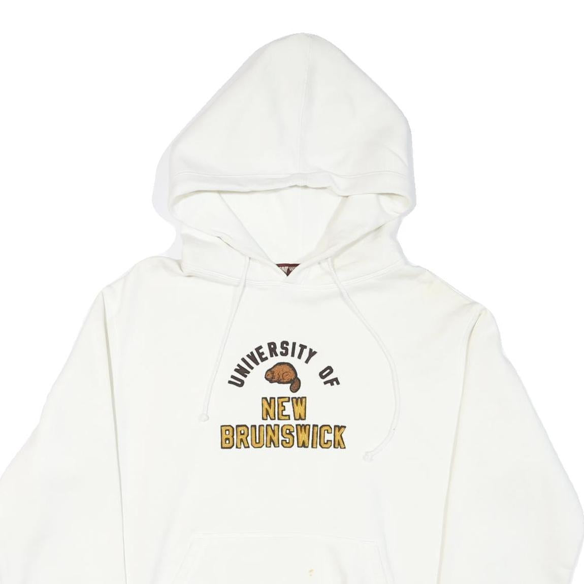 WESTHALL Mens White University Of New Brunswick Pullover Hoodie L Cotton Blend