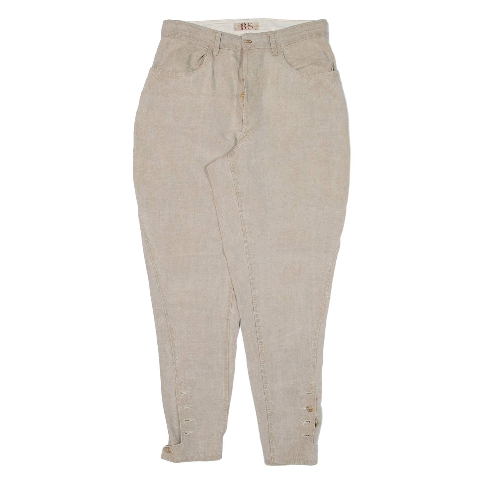 BERNSUMON Womens Trousers Beige Slim Tapered Linen W30 L28
