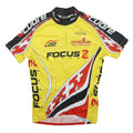 CUORE Womens Yellow Black & Red Cycling T-Shirt S Short Sleeve Zip Neck Front