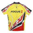 CUORE Womens Yellow Black & Red Cycling T-Shirt S Short Sleeve Zip Neck Front