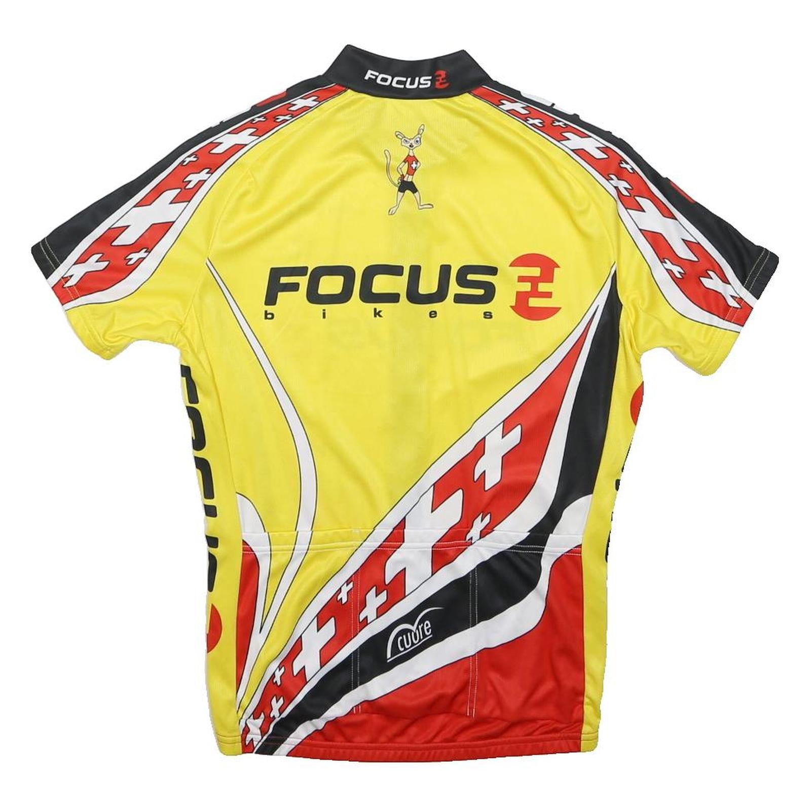 CUORE Womens Yellow Black & Red Cycling T-Shirt S Short Sleeve Zip Neck Front