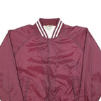 HABAND Mens Maroon & White Button Front Nylon Varsity Jacket XL Sports Logo