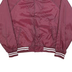HABAND Mens Maroon & White Button Front Nylon Varsity Jacket XL Sports Logo