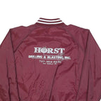 HABAND Mens Maroon & White Button Front Nylon Varsity Jacket XL Sports Logo