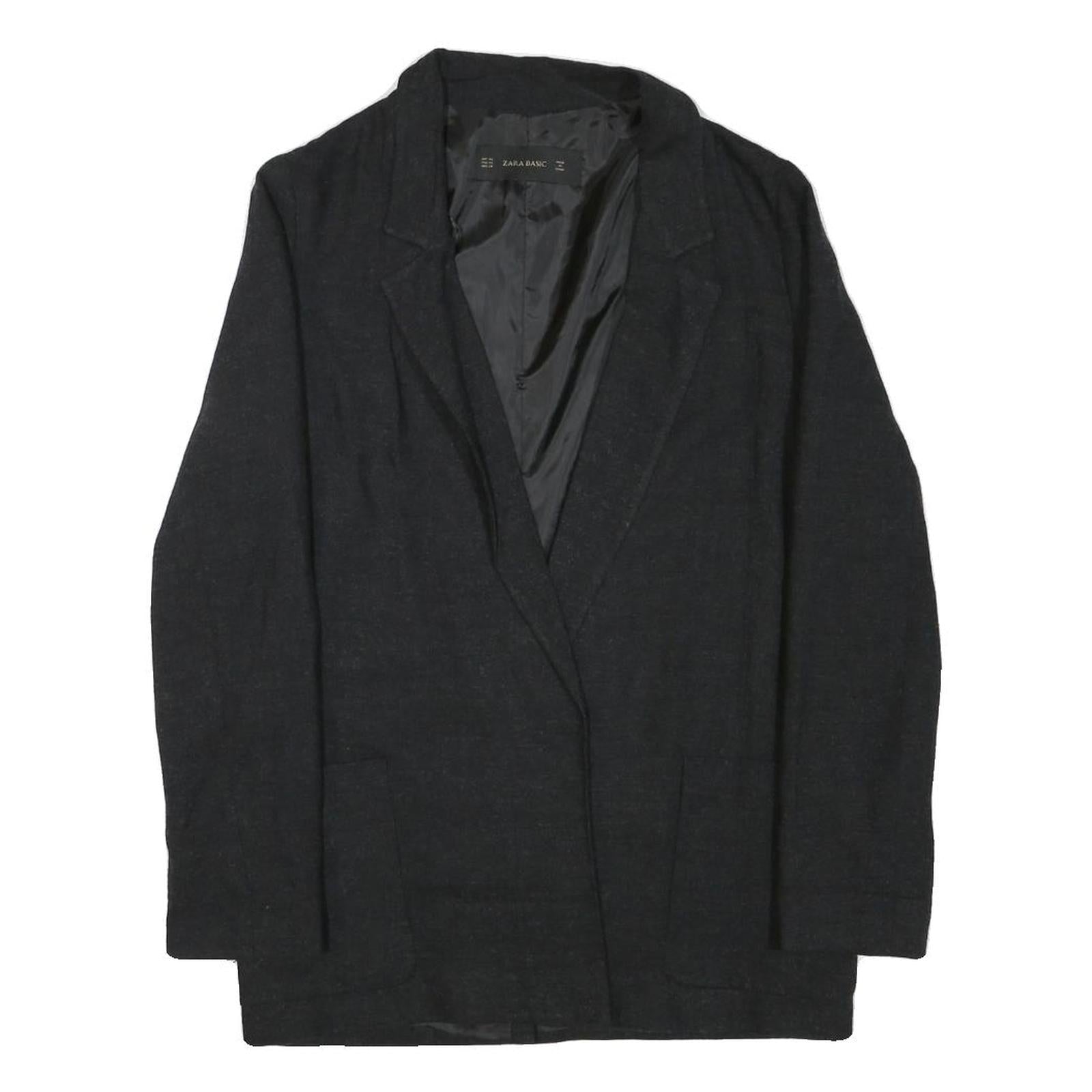 ZARA BASIC Womens Black Jacket XS Acrylic Blend Plain Classic Tailored