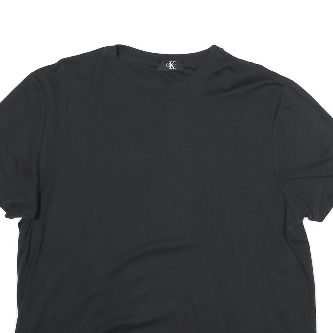 CALVIN KLEIN Mens Black M Short Sleeve Crew Neck Plain T-Shirt Cotton Blend