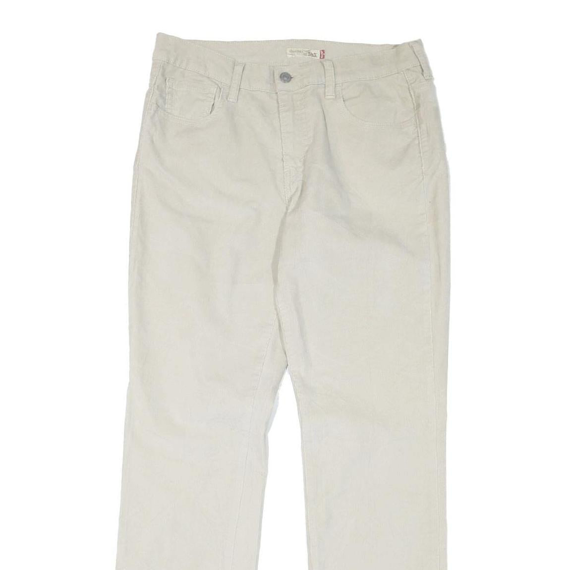 LEVI'S Womens Beige Cotton Blend Regular Straight Trousers W32 L32 Classic Zip