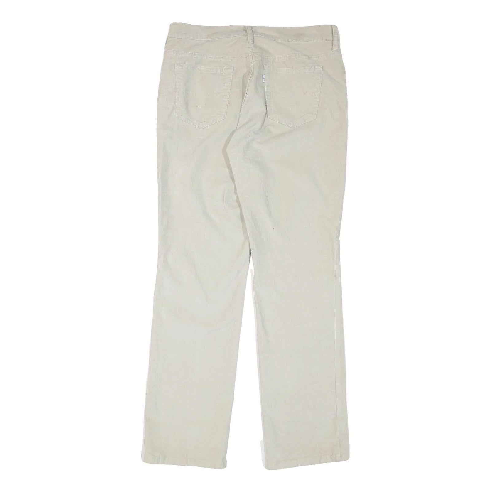 LEVI'S Womens Beige Cotton Blend Regular Straight Trousers W32 L32 Classic Zip