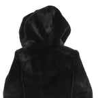 PINKO Womens Black Faux Fur Hoodie Jacket M Polyester Button Closure Soft Touch