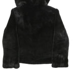 PINKO Womens Black Faux Fur Hoodie Jacket M Polyester Button Closure Soft Touch