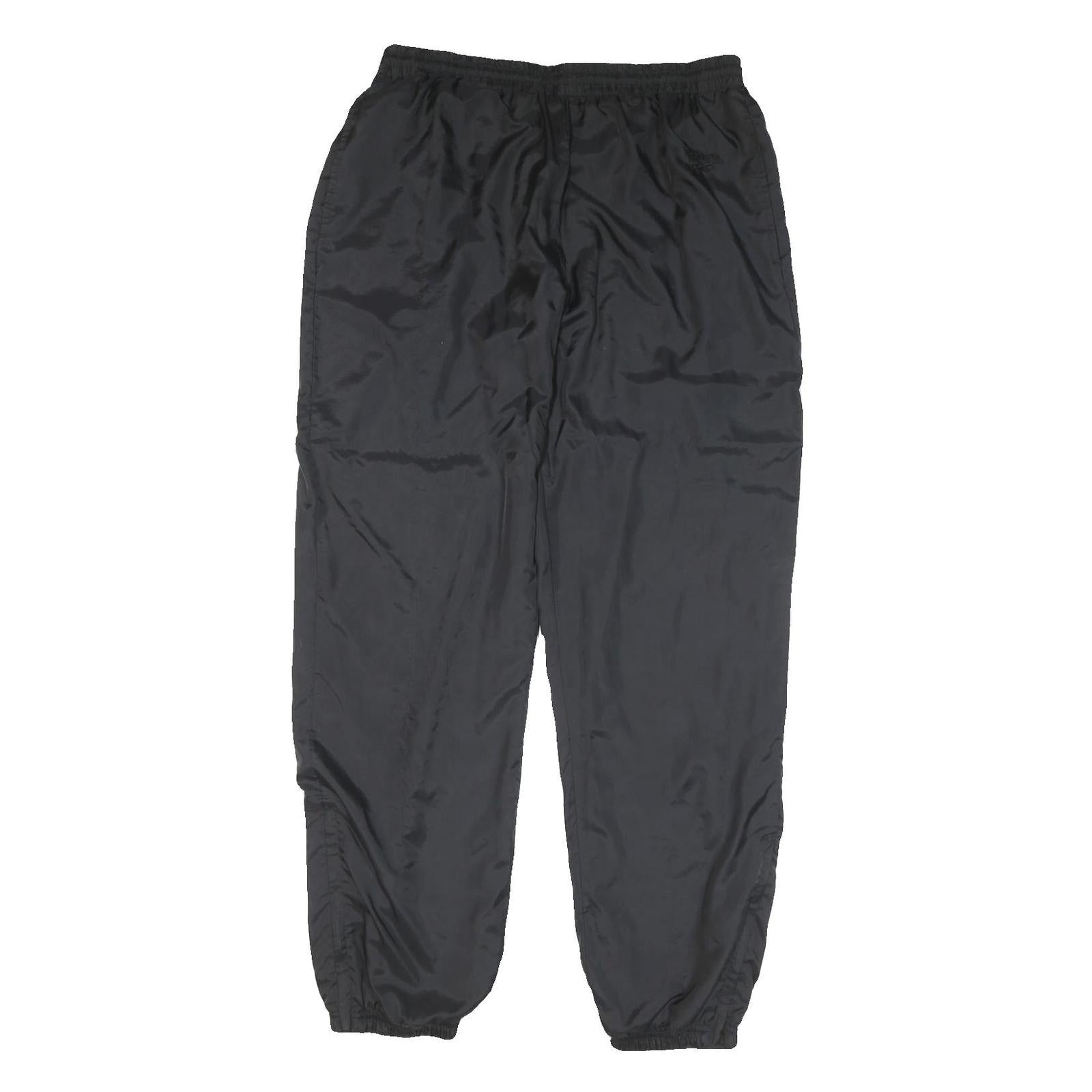 REEBOK Mens Joggers Black L W32 L33 Elastic Waist Polyester Blend Activewear