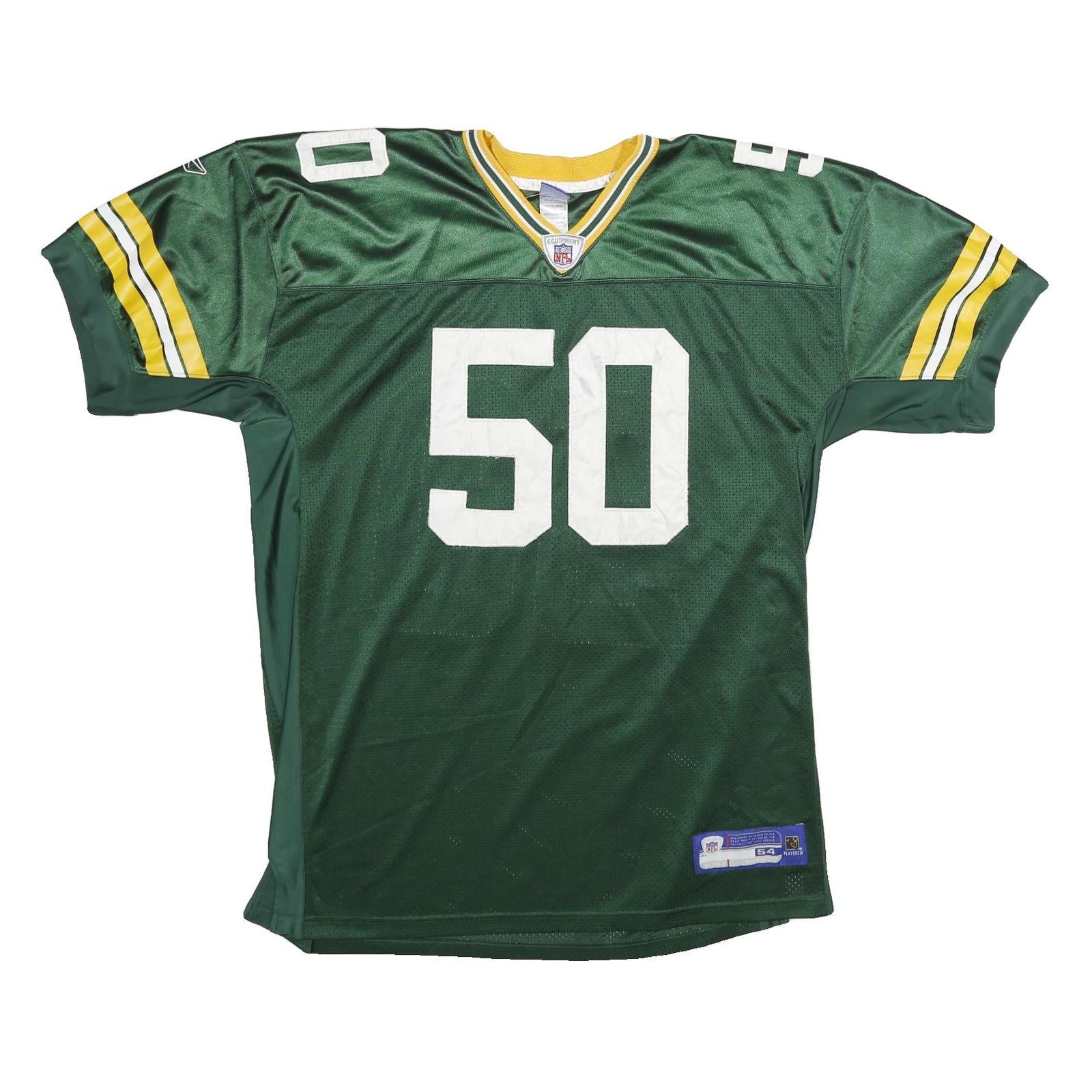 REEBOK Mens Green Polyester Football T-Shirt 2XL Short Sleeve V-Neck Sportswear