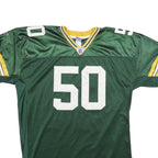 REEBOK Mens Green Polyester Football T-Shirt 2XL Short Sleeve V-Neck Sportswear