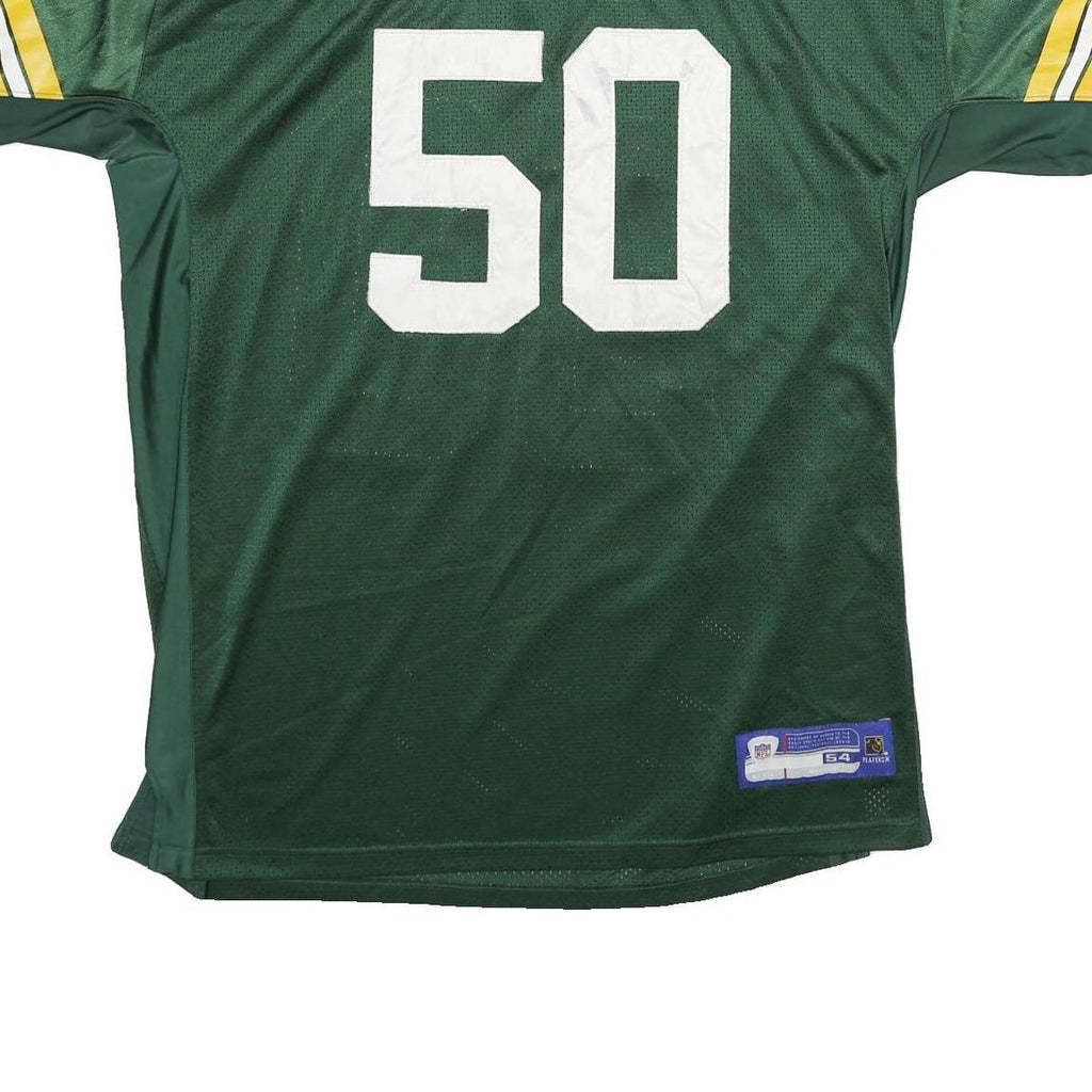 REEBOK Mens Green Polyester Football T-Shirt 2XL Short Sleeve V-Neck Sportswear