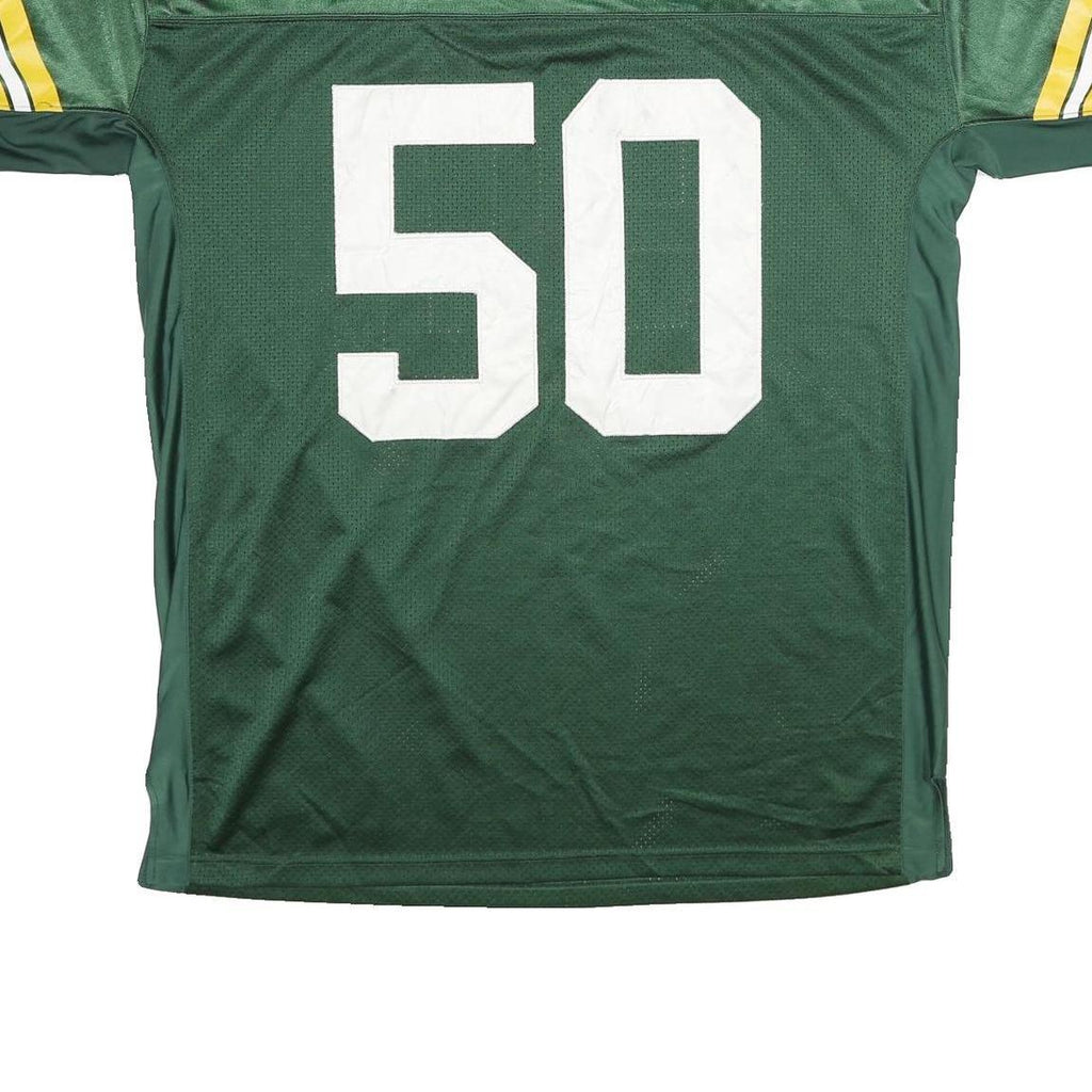 REEBOK Mens Green Polyester Football T-Shirt 2XL Short Sleeve V-Neck Sportswear